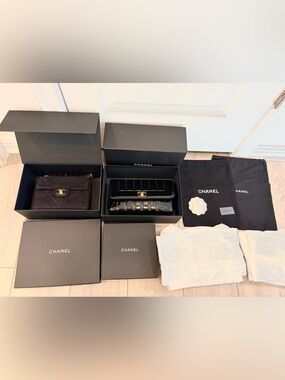 Authentic CHANEL 6 PIECES Bundle 4 Boxes + 2 Small Dust Bags & Accessories